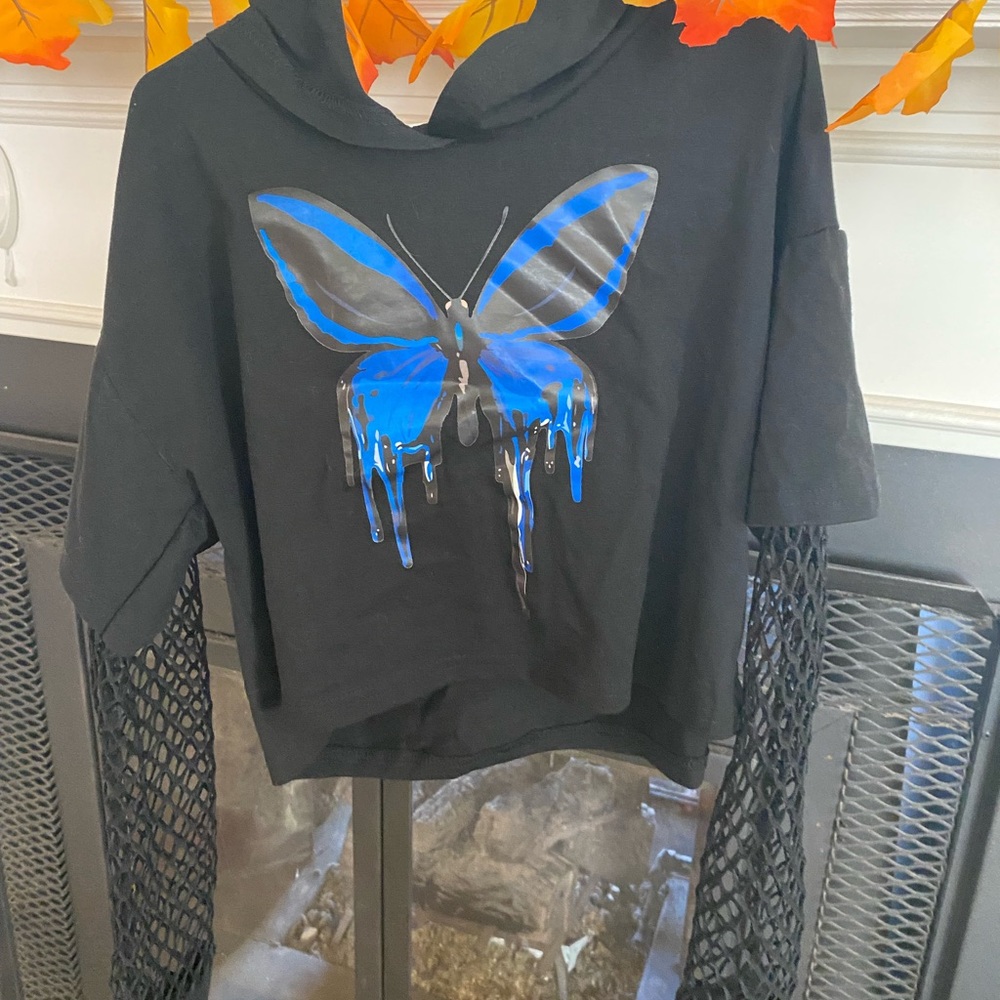 SHEIN butterfly cropped hoodie size 11/12